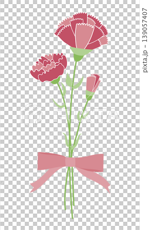 赤いカーネーションの花束 139057407