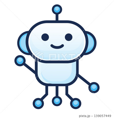 ロボットキャラクターのシンプルなアイコンイラスト、指差し右 139057449