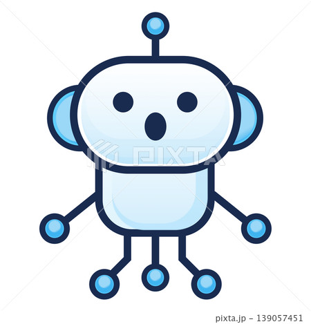 ロボットキャラクターのシンプルなアイコンイラスト、驚き ロボットキャラクターのシンプルなアイコンイラスト、驚き 139057451