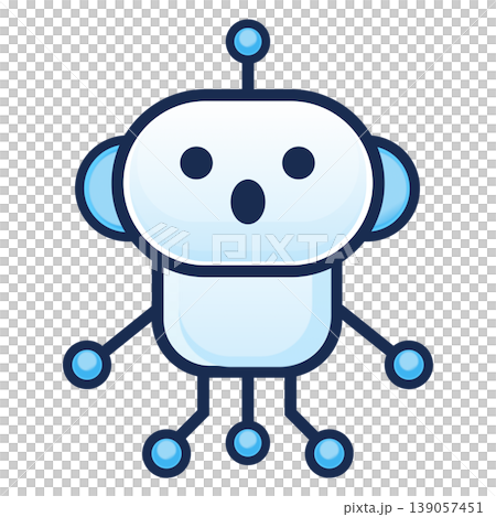 ロボットキャラクターのシンプルなアイコンイラスト、驚き ロボットキャラクターのシンプルなアイコンイラスト、驚き 139057451