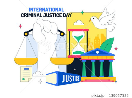 International Criminal Justice Day Illustration Law And Justice Concept With Court Building Scales Of Justice Gavel And Legal System Symbol Design 139057523