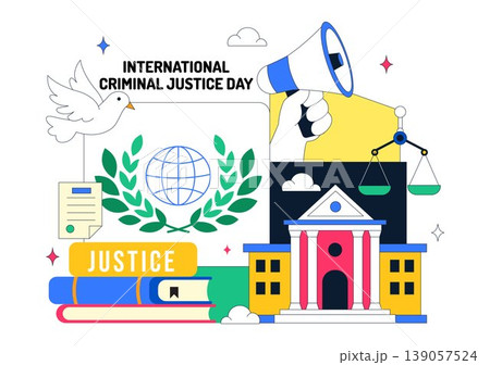 International Criminal Justice Day Illustration Law And Justice Concept With Court Building Scales Of Justice Gavel And Legal System Symbol Design 139057524