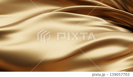 Luxury gold fabric with elegant waves background 3D render Luxury gold fabric with elegant waves background 3D render 139057703