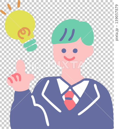 アイデアを思いついたブレザーの男子高校生のイラスト素材 139057879