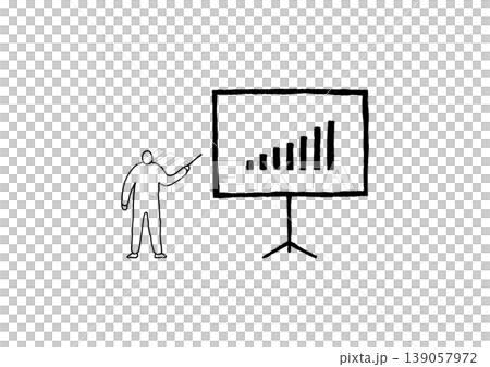 A hand-drawn illustration (line drawing) of a presenter holding a conductor's baton, standing slightly to the left of the screen. A hand-drawn illustration (line drawing) of a presenter holding a conductor's baton, standing slightly to the left of the screen. 139057972