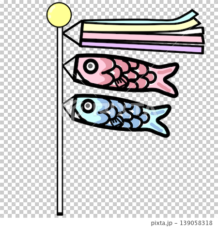 Simple carp streamer in watercolor style Simple carp streamer in watercolor style 139058318