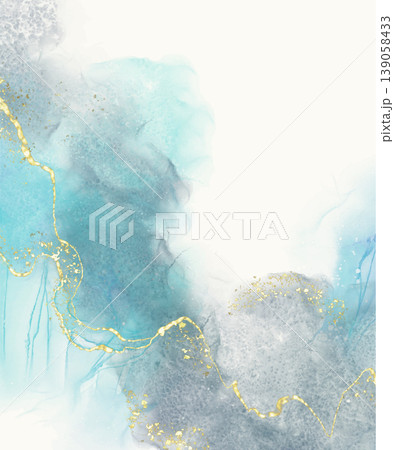 Blue Watercolor Abstract with Gold Accents vector Blue Watercolor Abstract with Gold Accents vector 139058433
