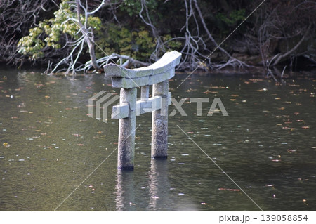 甲賀市の観光名所 弁天池の沈み鳥居 「名坂大池寺自然公園」 甲賀市の観光名所 弁天池の沈み鳥居 「名坂大池寺自然公園」 139058854