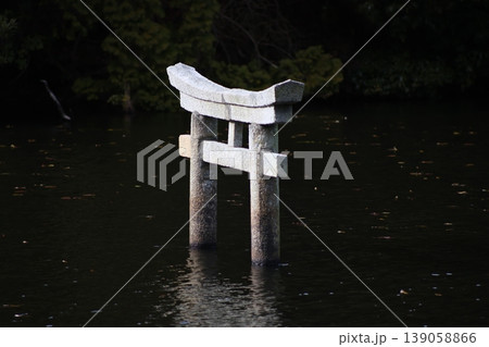 甲賀市の観光名所 弁天池の沈み鳥居 「名坂大池寺自然公園」 甲賀市の観光名所 弁天池の沈み鳥居 「名坂大池寺自然公園」 139058866