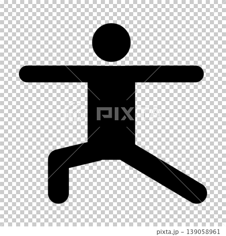 Monochrome icon of a person in a yoga warrior pose (strength, focus, success, silhouette, vector material) Monochrome icon of a person in a yoga warrior pose (strength, focus, success, silhouette, vector material) 139058961