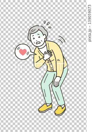 An elderly woman who appears to be in distress due to palpitations. An elderly woman who appears to be in distress due to palpitations. 139059073