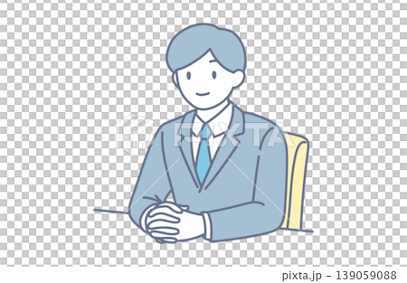 手を組んでデスクに座るビジネスマンのシンプルイラスト 139059088