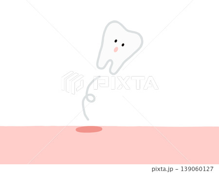 歯が抜ける瞬間のかわいい歯のキャラクター 139060127