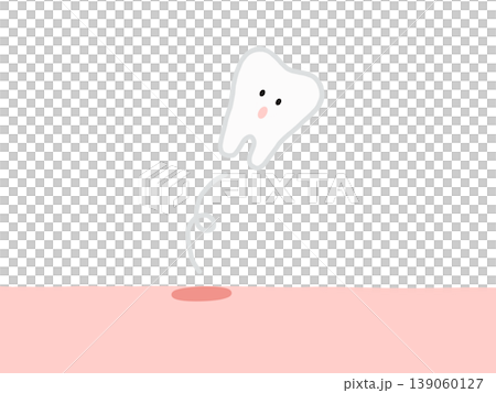 歯が抜ける瞬間のかわいい歯のキャラクター 139060127