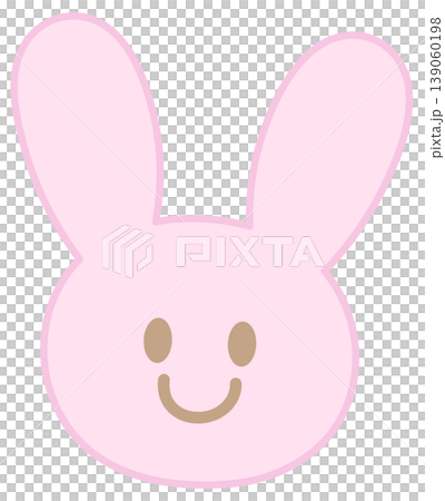 Illustration of pink bunny head shape for plush toy, kid doll, childhood, youth, department store, animal, sticker, rabbit cartoon, comic, mascot, happy easter, sticker, patch, mood, feeling, emotion 139060198
