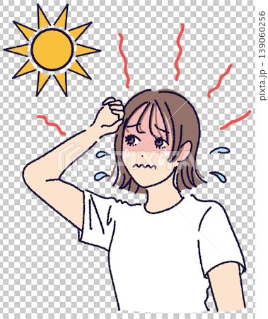 一幅描繪女子瀕臨中暑的插圖(極度高溫、中暑、紫外線) 一幅描繪女子瀕臨中暑的插圖(極度高溫、中暑、紫外線) 139060256