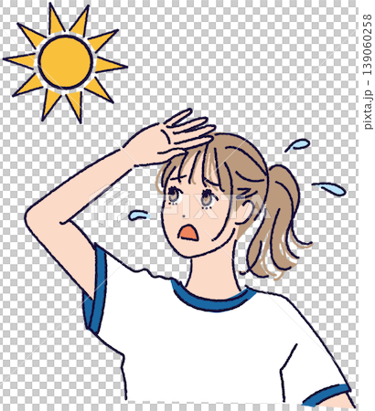 一名身穿運動服的女學生擔心陽光太刺眼。 一名身穿運動服的女學生擔心陽光太刺眼。 139060258