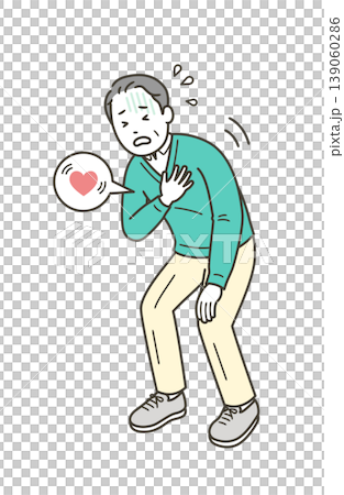 一名中年男子摀著胸口,似乎因心悸而感到疼痛。 一名中年男子摀著胸口,似乎因心悸而感到疼痛。 139060286