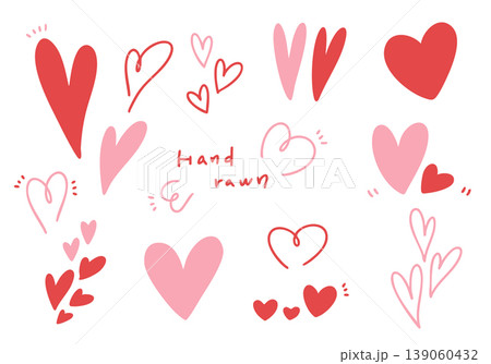 かわいい手描きのハートのイラストセット 139060432