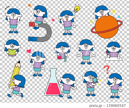 Cute girl illustration set (science) 139060587