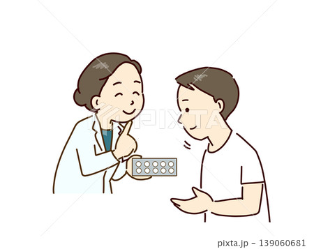 薬の使用方法を説明する薬剤師 薬の使用方法を説明する薬剤師 139060681