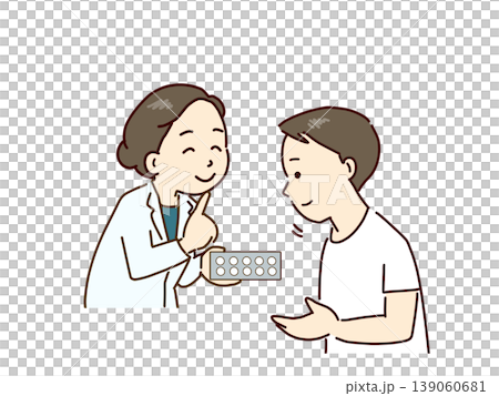 薬の使用方法を説明する薬剤師 薬の使用方法を説明する薬剤師 139060681