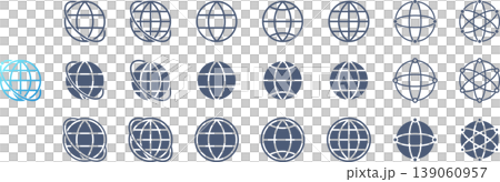 A set of icon materials featuring various shapes of the round internet symbol. A set of icon materials featuring various shapes of the round internet symbol. 139060957