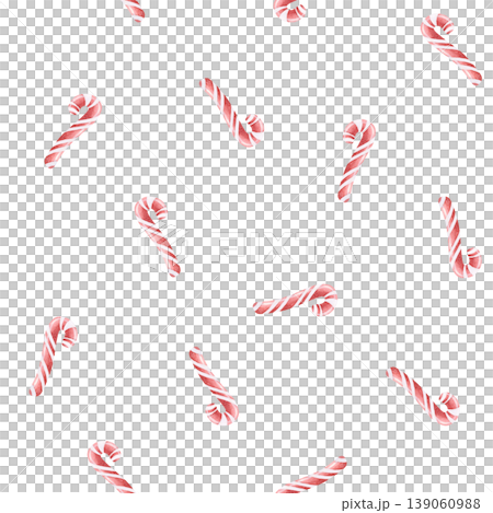 Simple candy canes seamless pattern on white for minimalist Christmas designs. Watercolor hand drawn holiday sweets repeat background for wrapping paper 139060988