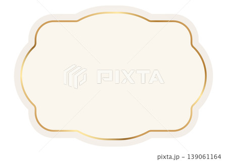 Elegant gold vintage label frame for luxury badge and sticker design. Ramadan badge template. Islamic vector design element with ornamental golden pattern frame Elegant gold vintage label frame for luxury badge and sticker design. Ramadan badge template. Islamic vector design element with ornamental golden pattern frame 139061164