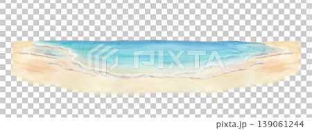 Watercolor horizontal beach seascape isolated illustration no background. Ocean coast with sand clip art for tropical and summer designs in bright blue and turquoise colors. Hand drawn French Riviera Watercolor horizontal beach seascape isolated illustration no background. Ocean coast with sand clip art for tropical and summer designs in bright blue and turquoise colors. Hand drawn French Riviera 139061244