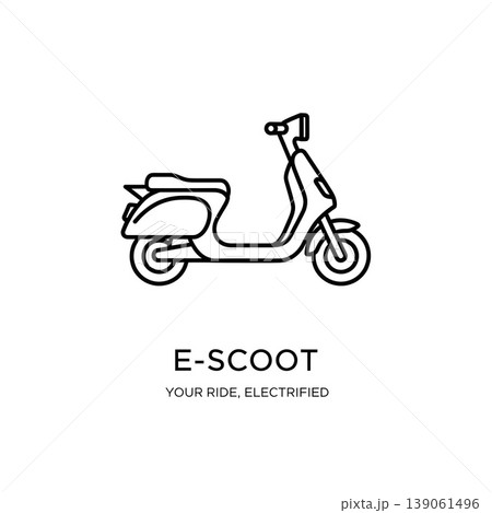 Stylish Electric Scooter Vehicle Outline Icon Design Concept Stylish Electric Scooter Vehicle Outline Icon Design Concept 139061496