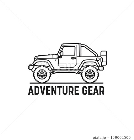 Off Road Vehicle Adventure Gear Outline Illustration Concept Off Road Vehicle Adventure Gear Outline Illustration Concept 139061500