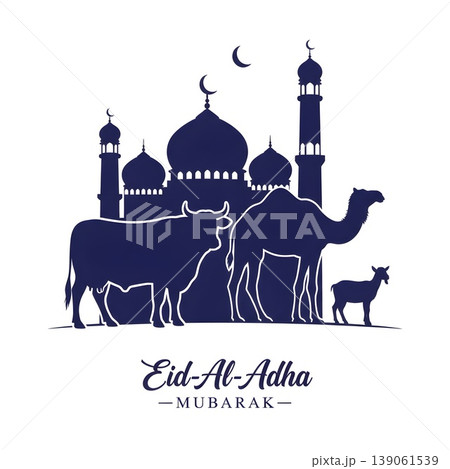 Eid Al Adha Mubarak Islamic Festival Celebration Animals Mosque Eid Al Adha Mubarak Islamic Festival Celebration Animals Mosque 139061539