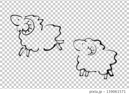 Ink painting of two sheep 139061571