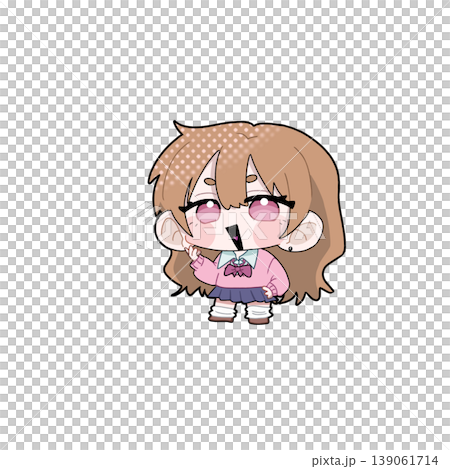 女の子学生のミニキャライラスト 女の子学生のミニキャライラスト 139061714