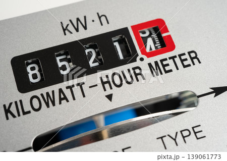 Electric measuring power meter for energy cost at home and office. Electric measuring power meter for energy cost at home and office. 139061773
