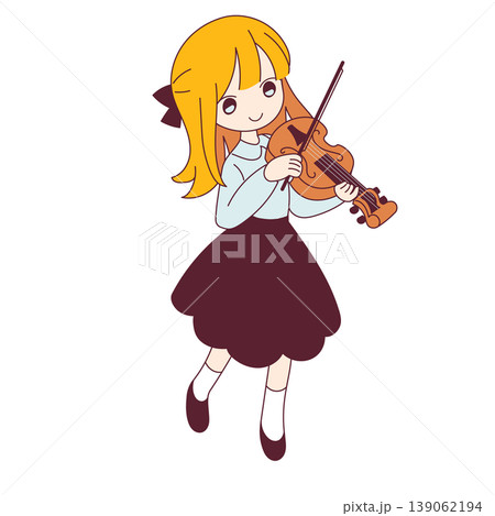 バイオリンをひく女の子のイラスト 139062194