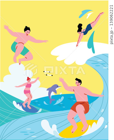 海で遊ぶ人々のイラスト 海で遊ぶ人々のイラスト 139062221