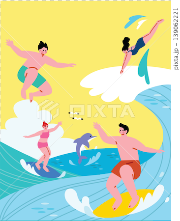 海で遊ぶ人々のイラスト 海で遊ぶ人々のイラスト 139062221