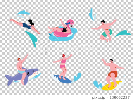 Illustration set of people playing in the sea 139062227