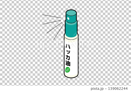 An illustration of peppermint oil spray being dispensed. 139062244