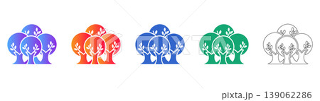 Set of Tree Cluster Icons icon set 139062286