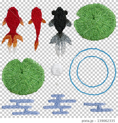 【金魚セット】手刺繍イラスト素材 【金魚セット】手刺繍イラスト素材 139062335