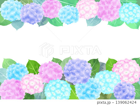 水彩風紫陽花のフレーム・カラフル 139062424