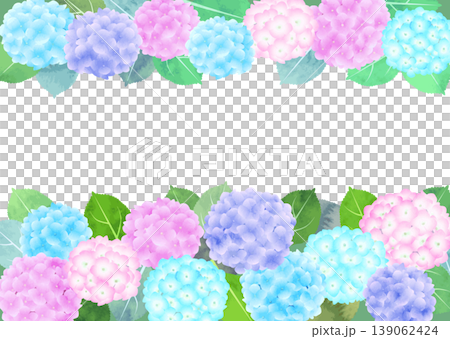 水彩風紫陽花のフレーム・カラフル 139062424