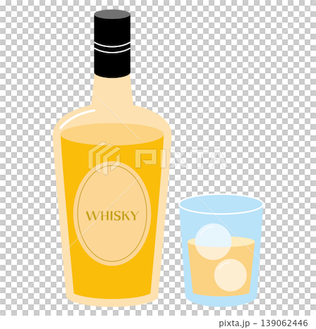 Whiskey bottle and rocks glass set Whiskey bottle and rocks glass set 139062446