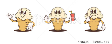 A Friendly Set Of Ice Cream Characters With Poses Cartoon Vector Illustration A Friendly Set Of Ice Cream Characters With Poses Cartoon Vector Illustration 139062455