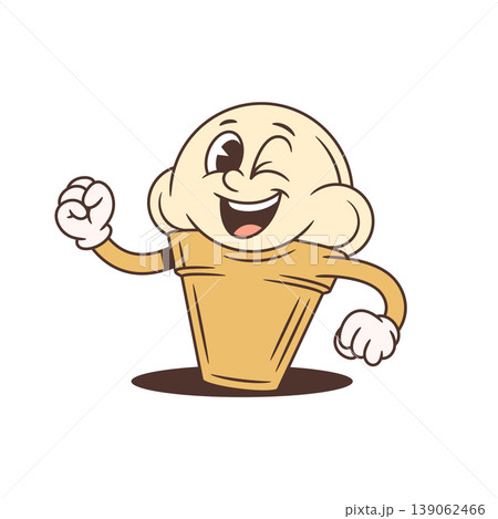 Excited Winking Ice Cream Character Cheering Cartoon Vector Illustration 139062466
