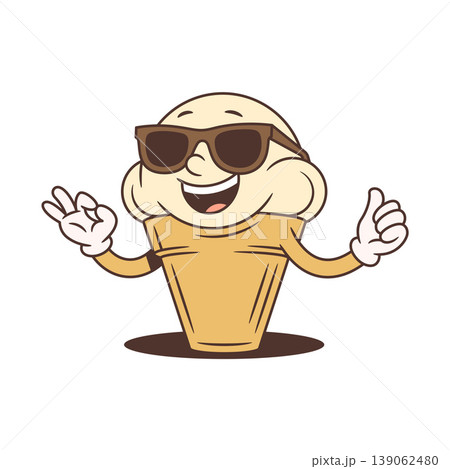 Cool Ice Cream Character In Sunglasses Gesturing Ok Cartoon Vector Illustration Cool Ice Cream Character In Sunglasses Gesturing Ok Cartoon Vector Illustration 139062480
