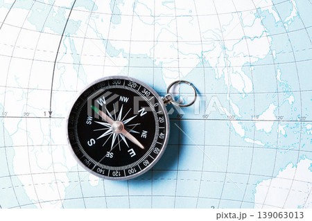 Compass On Map Compass On Map 139063013